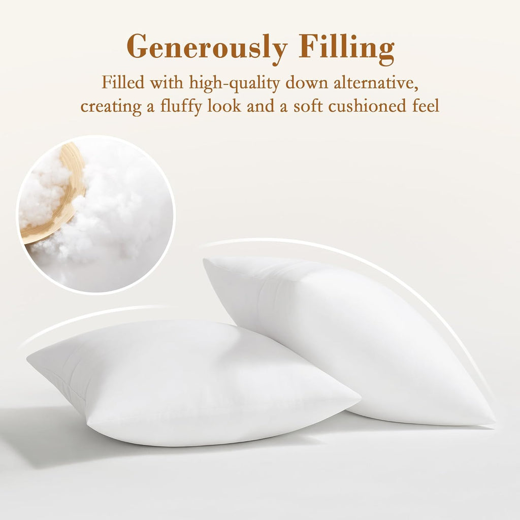 20x20 Pillow Inserts Full Fluffy Square Down Alternative Stuffer Set of 2