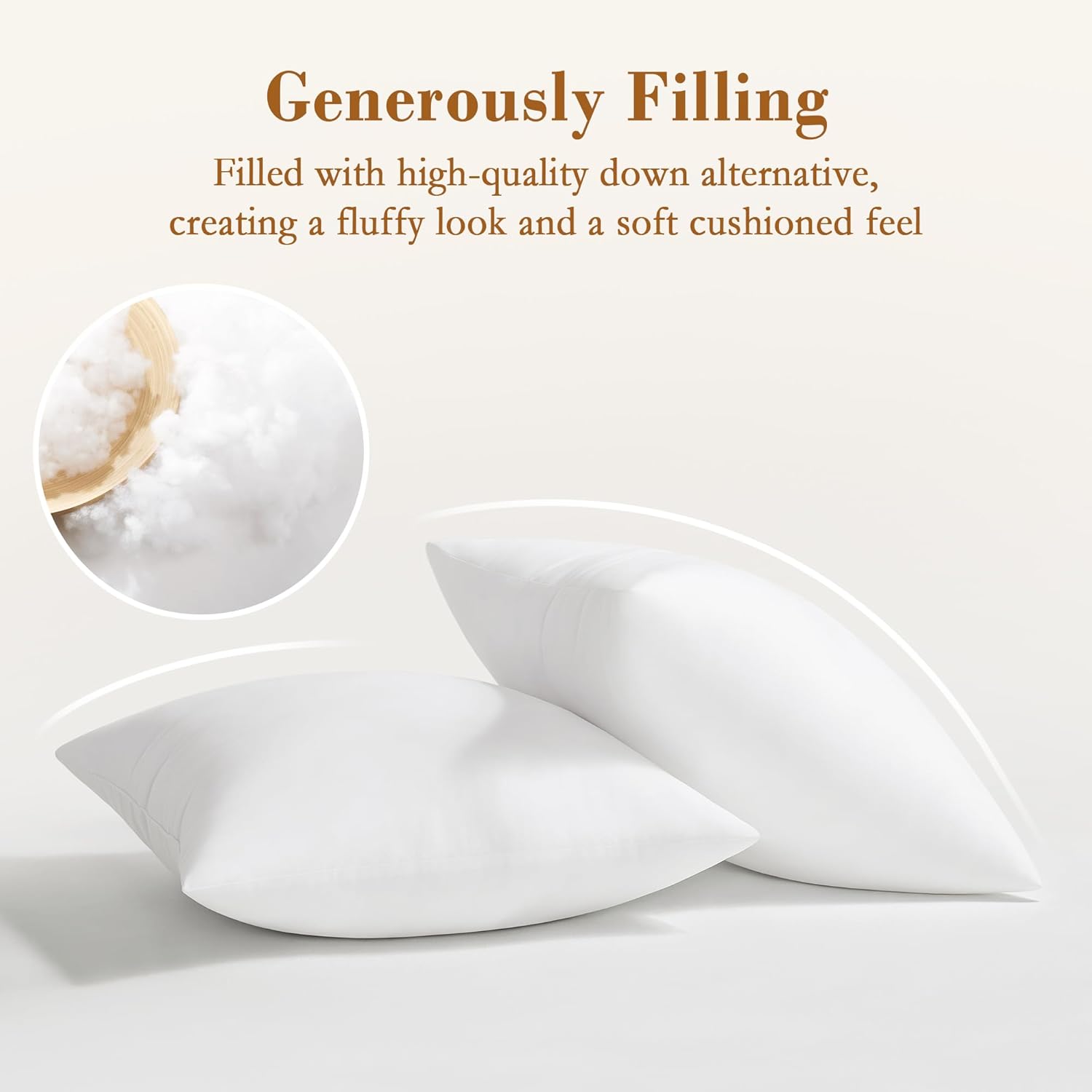 20x20 Pillow Inserts Full Fluffy Square Down Alternative Stuffer Set of 2