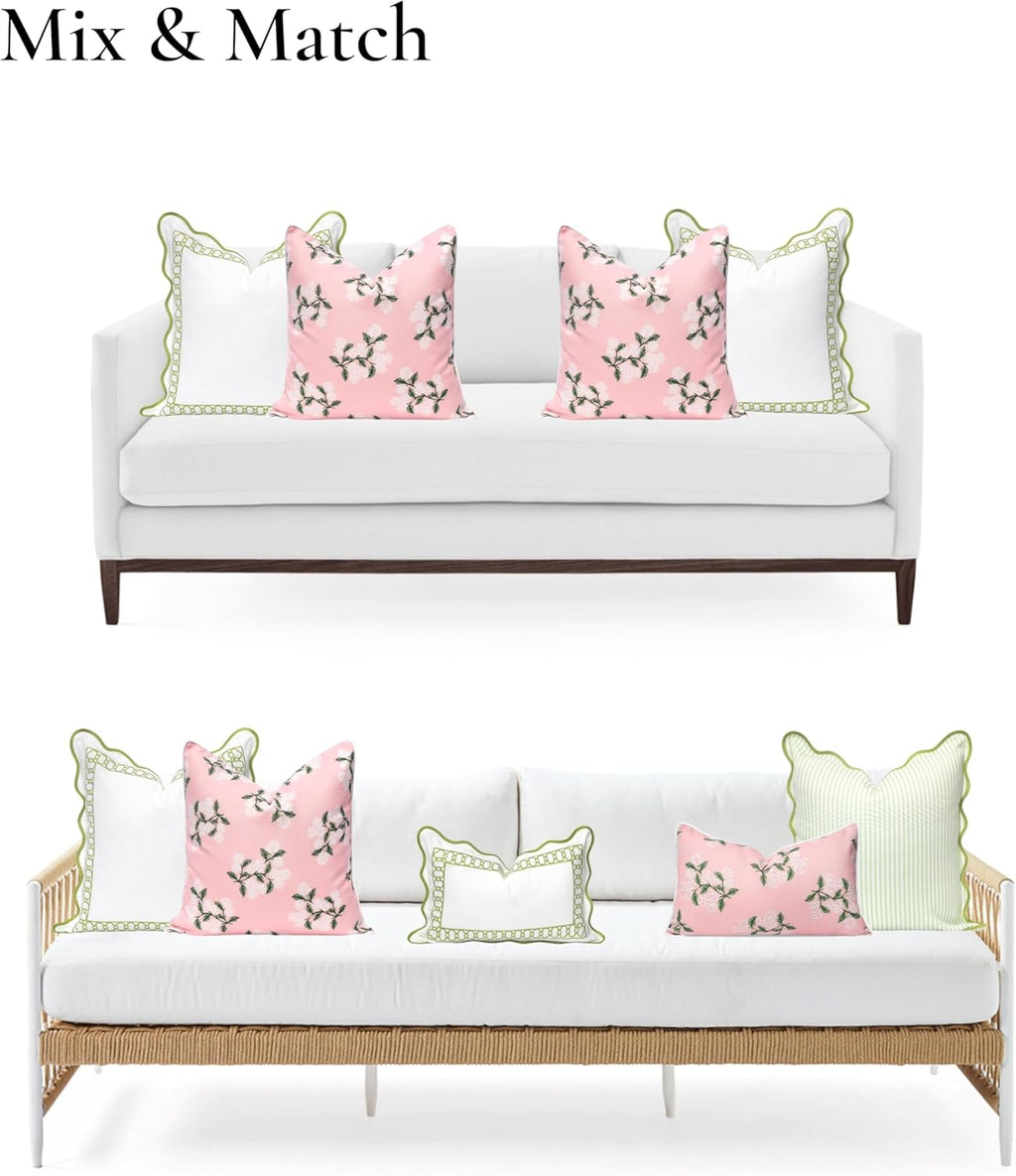 Coastal Patio Indoor Outdoor Scalloped Throw Pillow Cover Only 20x20