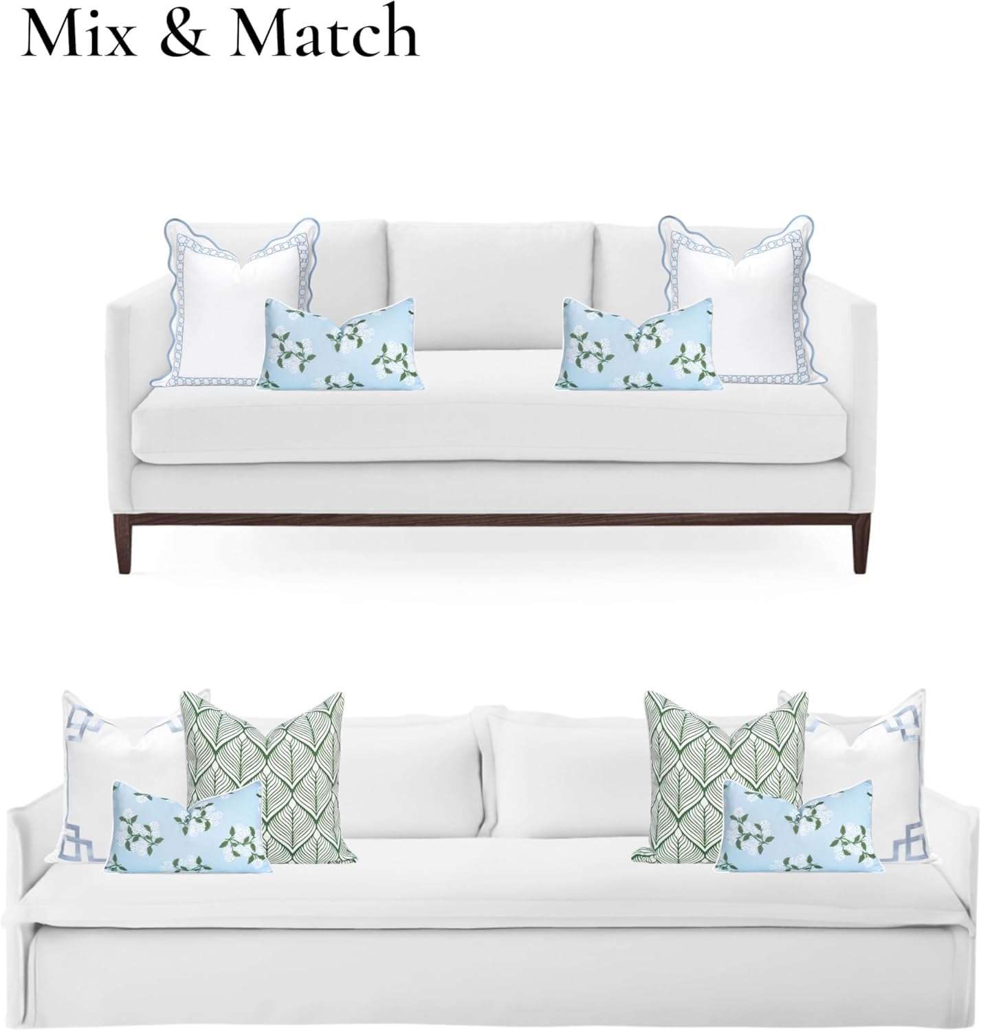 Patio Indoor Outdoor Throw Pillow Cover Only, 20"x20" Water Repellent for Backyard, Couch, Green Print Geometric Leafs