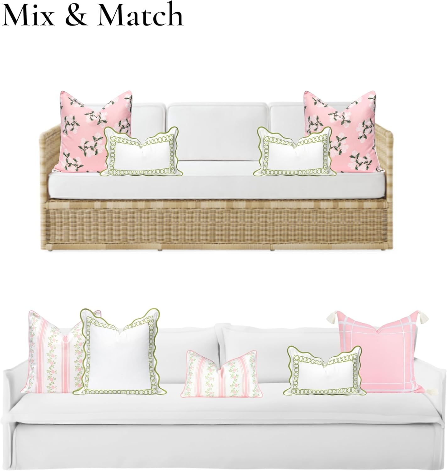 Coastal Patio Indoor Outdoor Scalloped Throw Pillow Cover Only 20x20