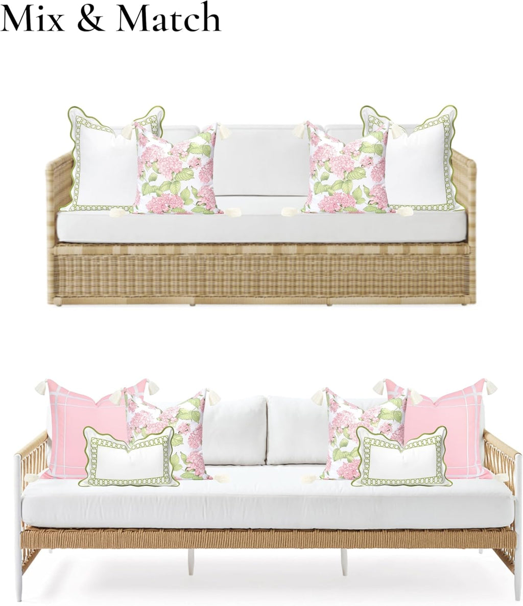 Coastal Patio Indoor Outdoor Scalloped Throw Pillow Cover Only 20x20