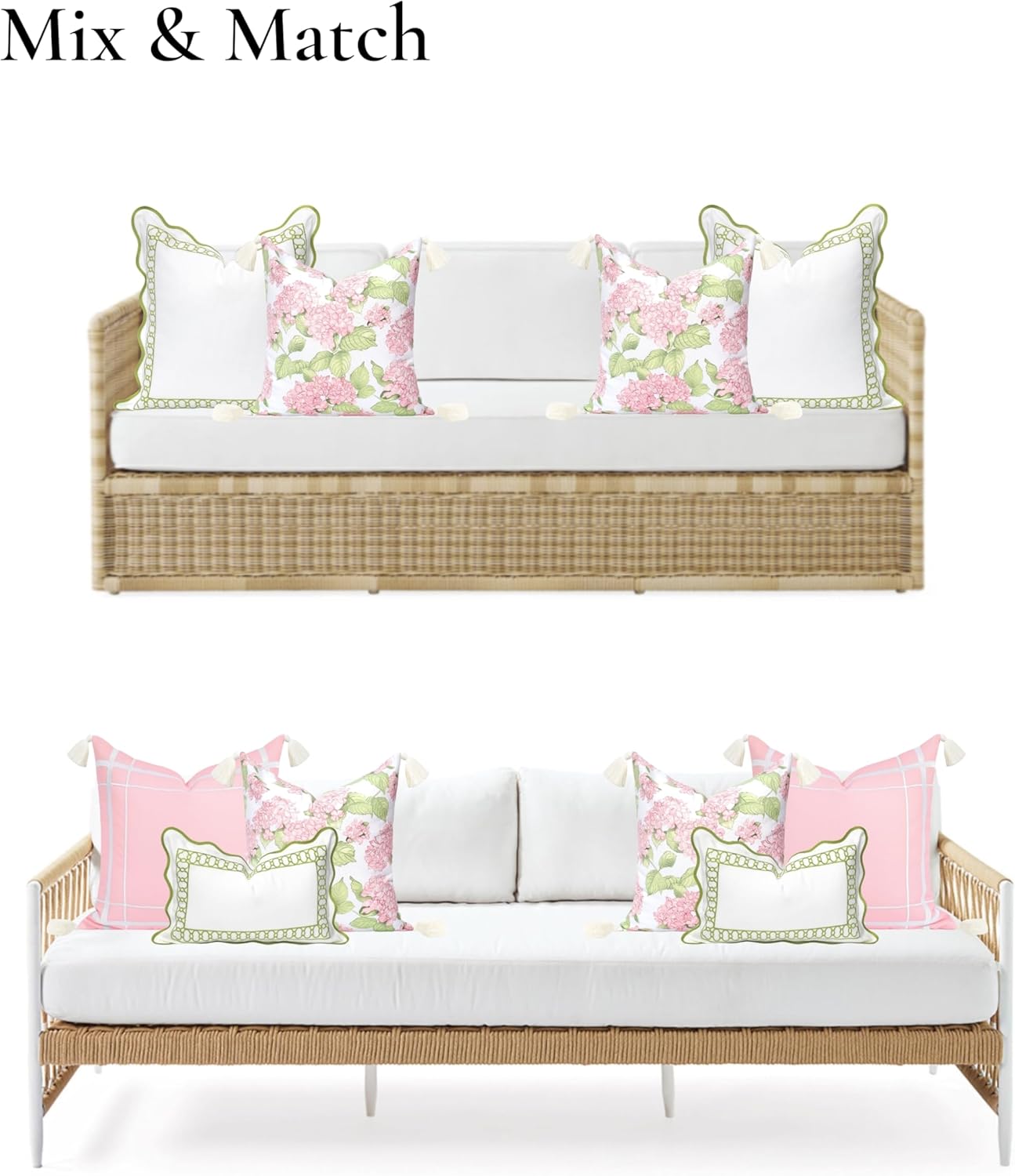 Coastal Patio Indoor Outdoor Scalloped Throw Pillow Cover Only 20x20