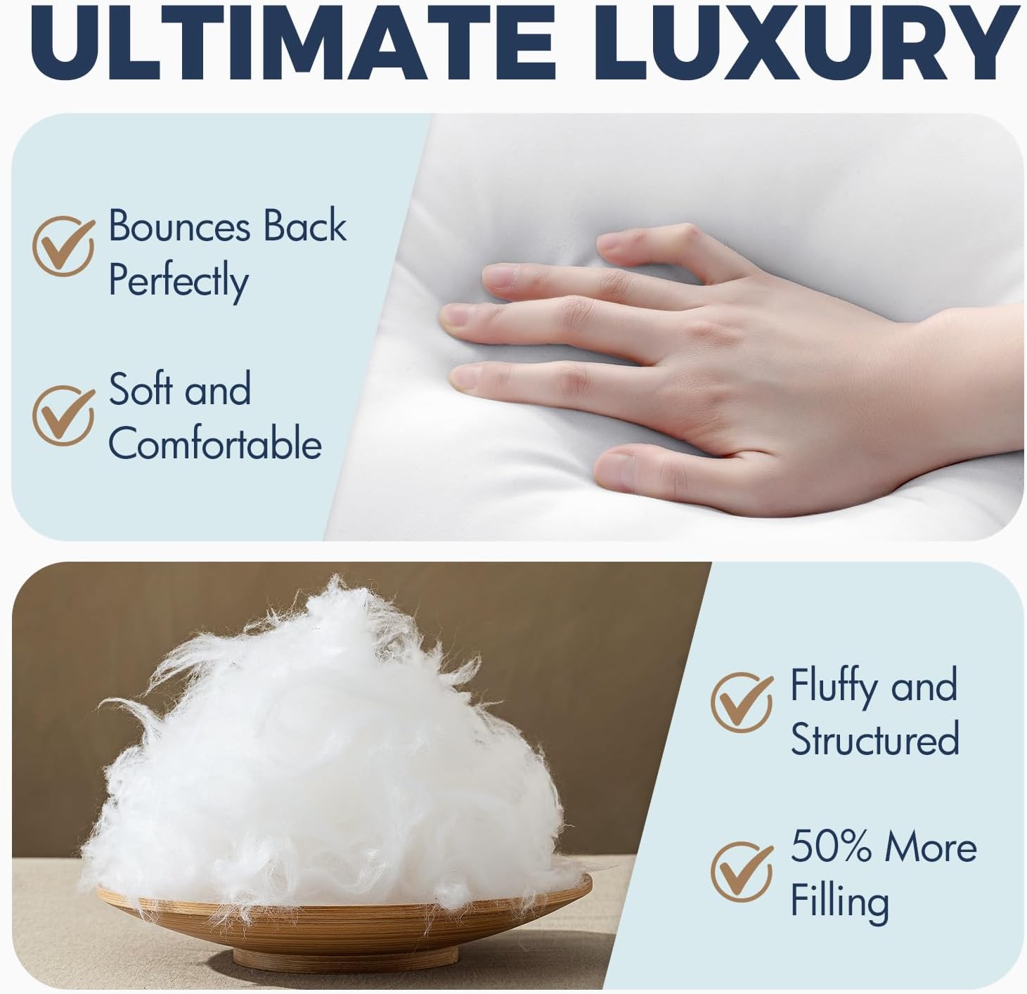 20x20 Pillow Inserts Fluffy Down Alternative Filling Pack of 2