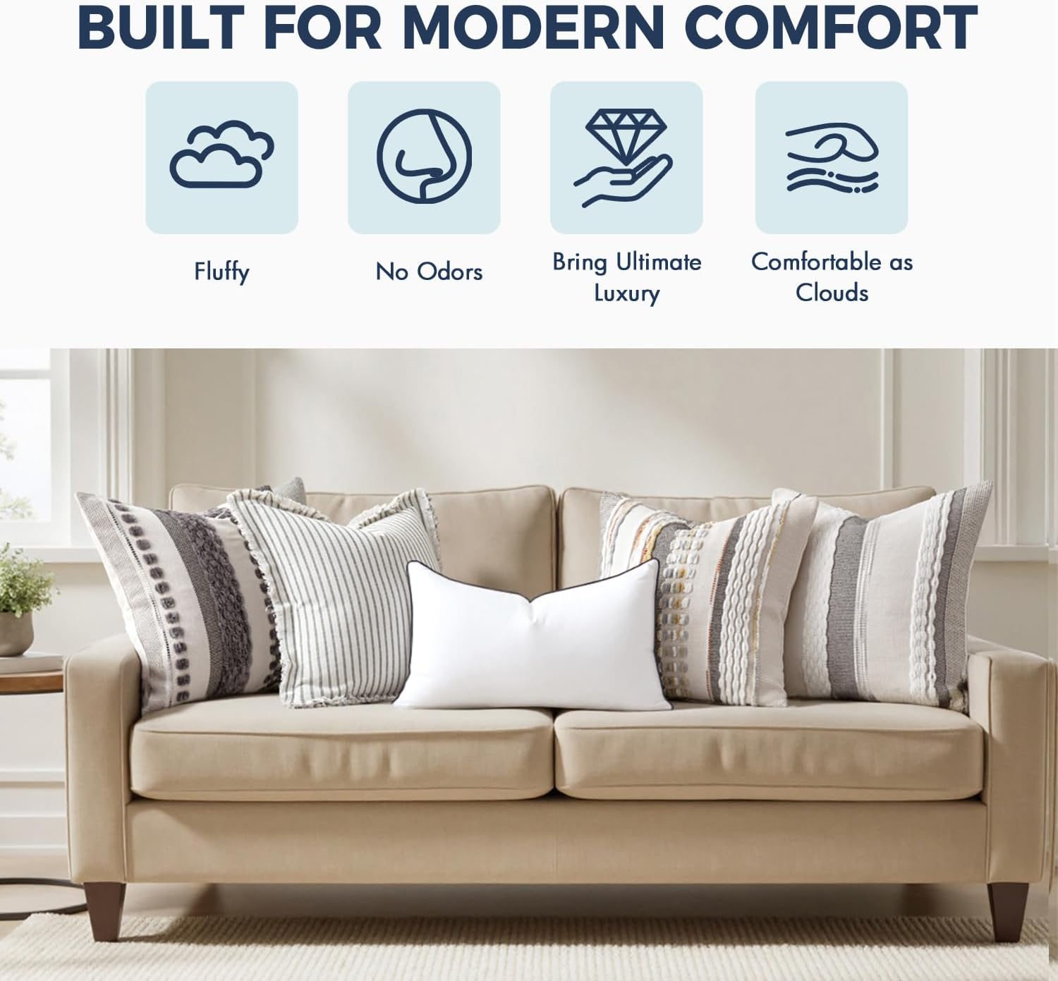 20x20 Pillow Inserts Fluffy Down Alternative Filling Pack of 2