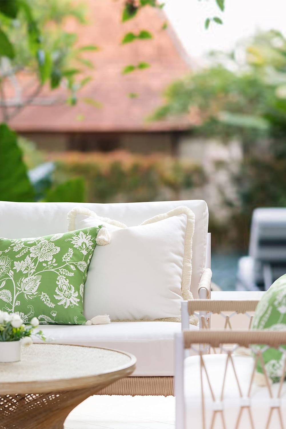 Coastal Patio Indoor Outdoor Pillow Cover Only 20"x20" Water Resistant for Backyard