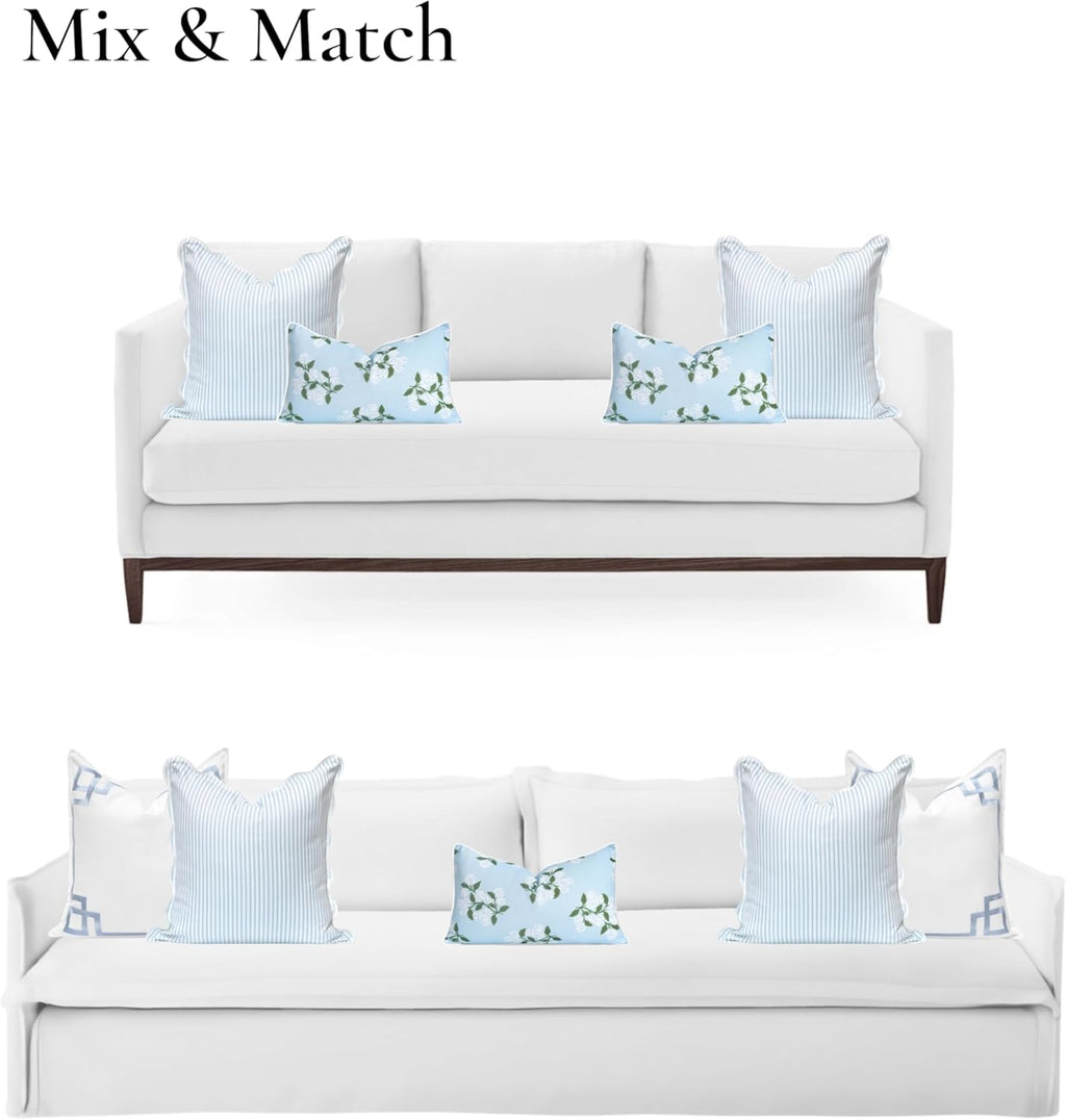 Patio Indoor Outdoor Throw Pillow Cover Only, 20"x20" Water Repellent for Backyard, Couch, Green Print Geometric Leafs