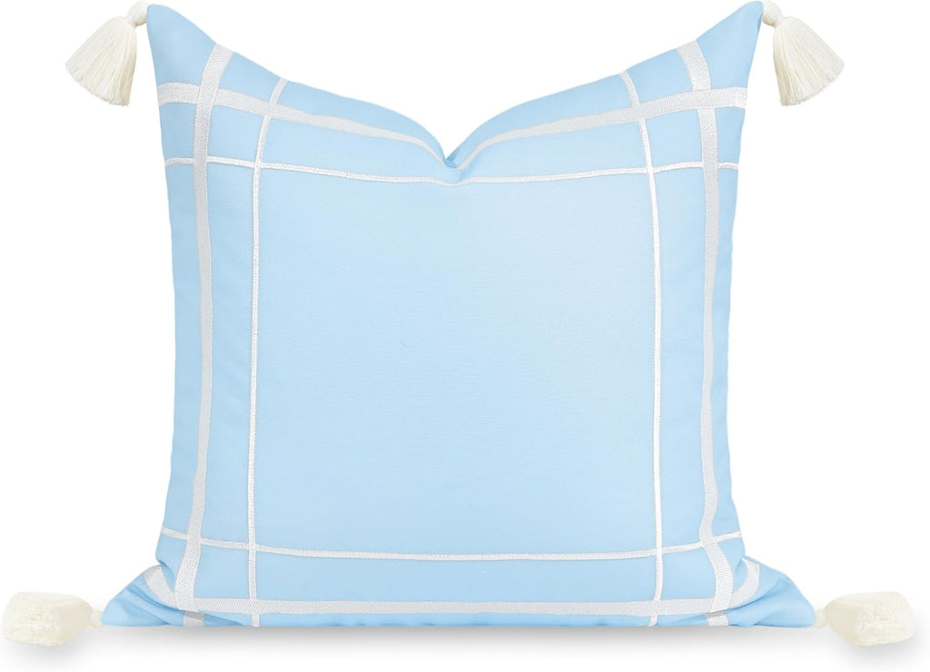 Patio Indoor Outdoor Throw Pillow Cover Only, 20"x20" Water Repellent for Backyard, Couch, Green Print Geometric Leafs