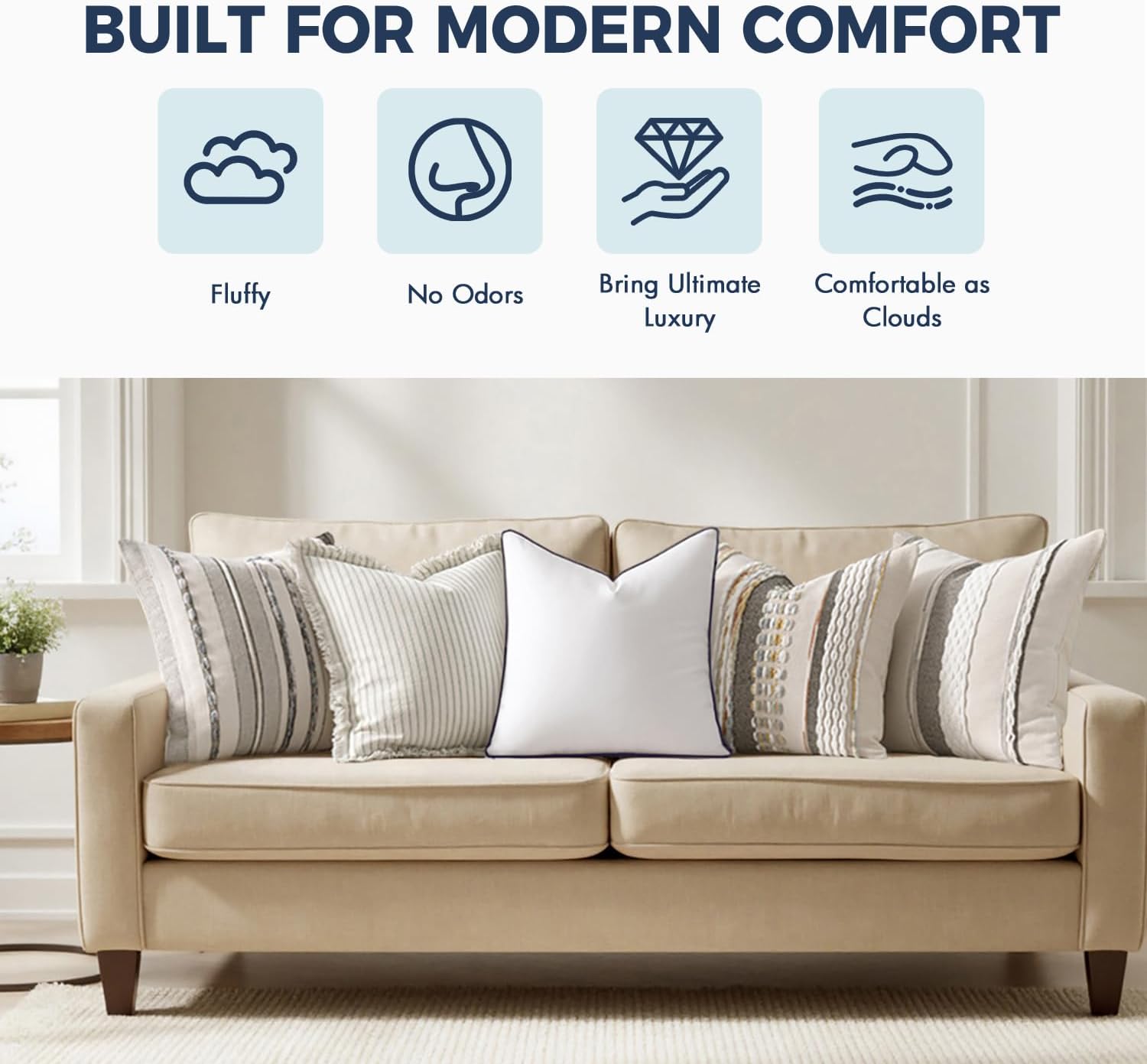 20x20 Pillow Inserts Fluffy Down Alternative Filling Pack of 2