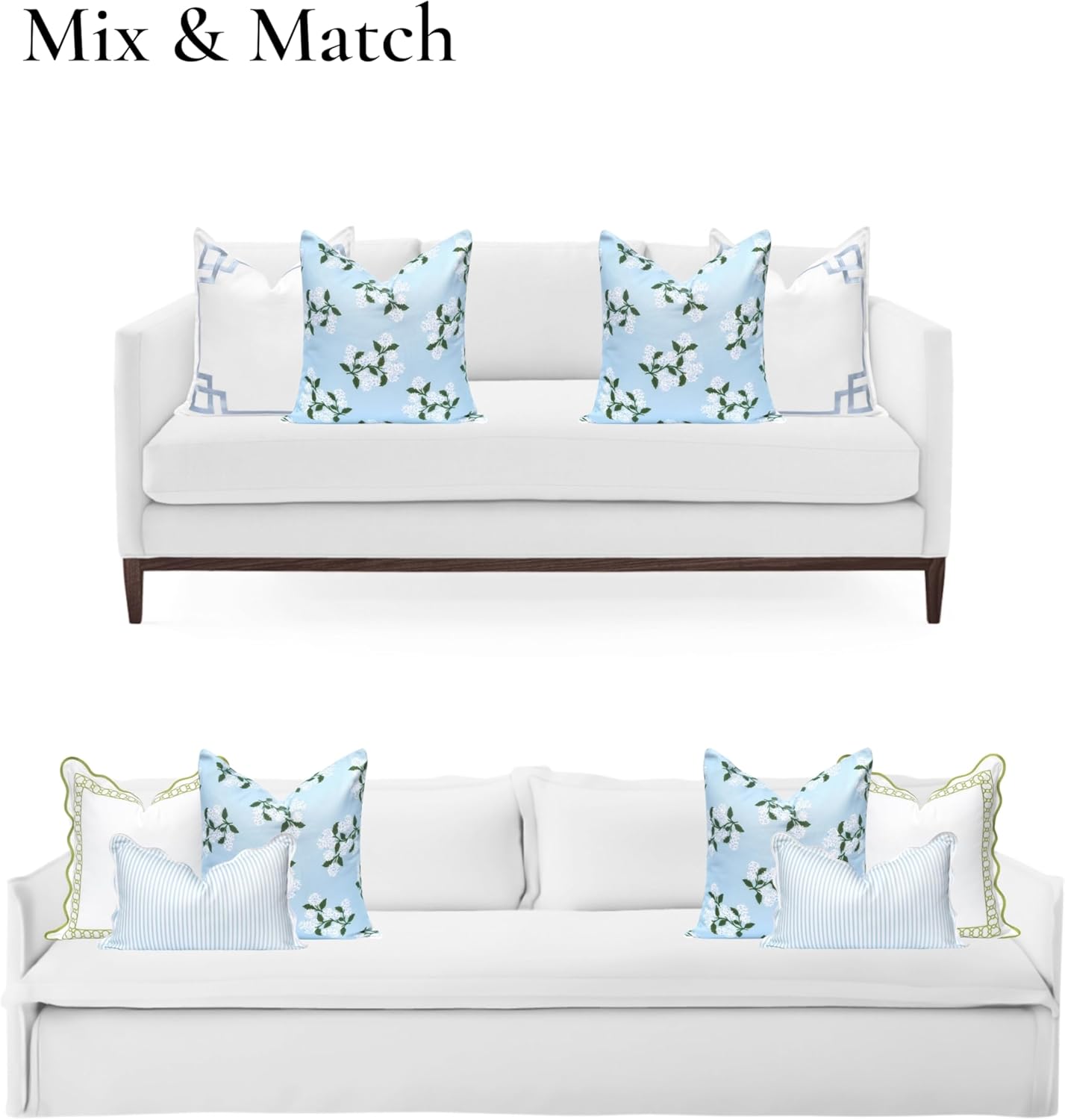 Patio Indoor Outdoor Throw Pillow Cover Only, 20"x20" Water Repellent for Backyard, Couch, Green Print Geometric Leafs