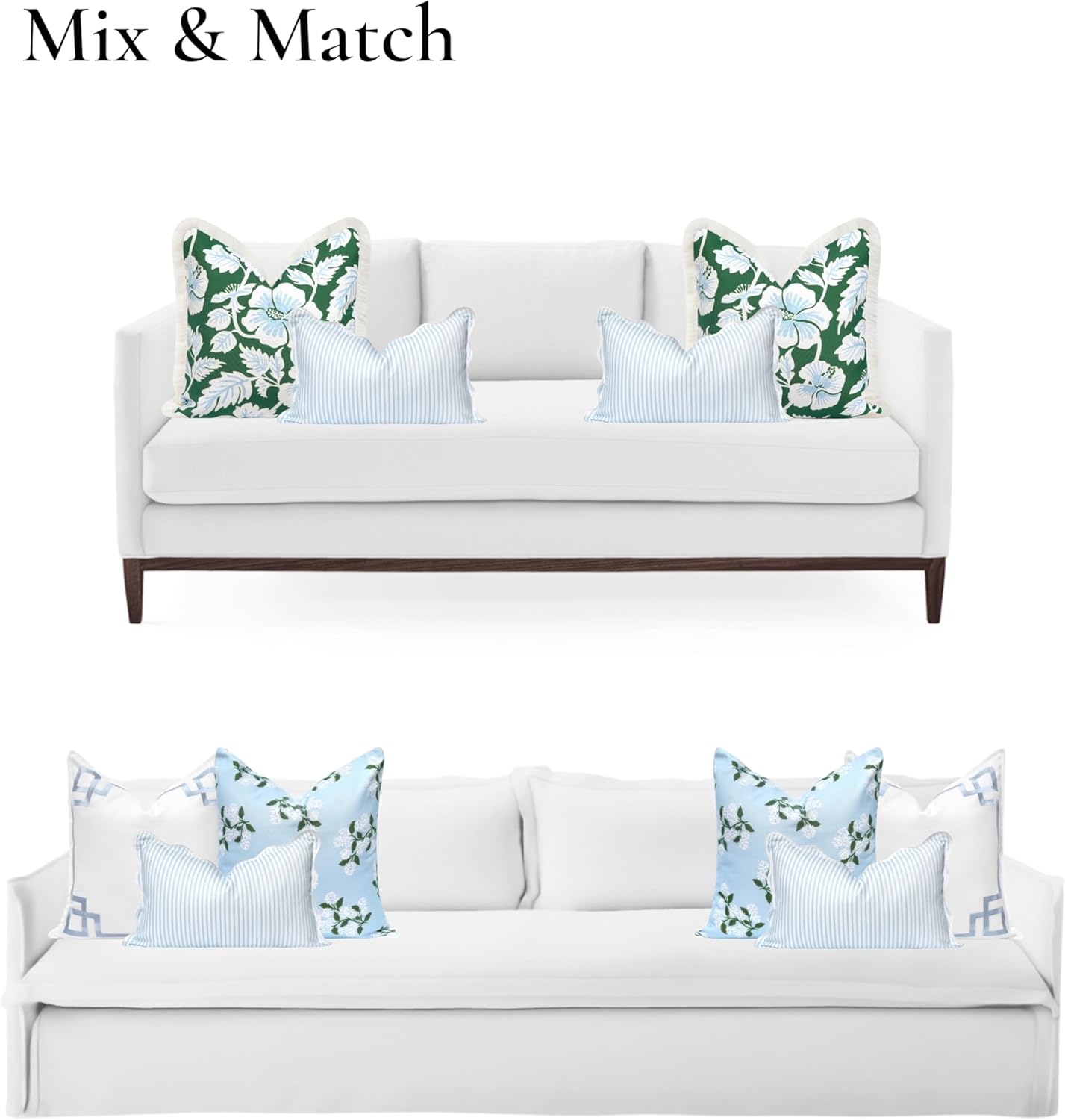 Patio Indoor Outdoor Throw Pillow Cover Only, 20"x20" Water Repellent for Backyard, Couch, Green Print Geometric Leafs