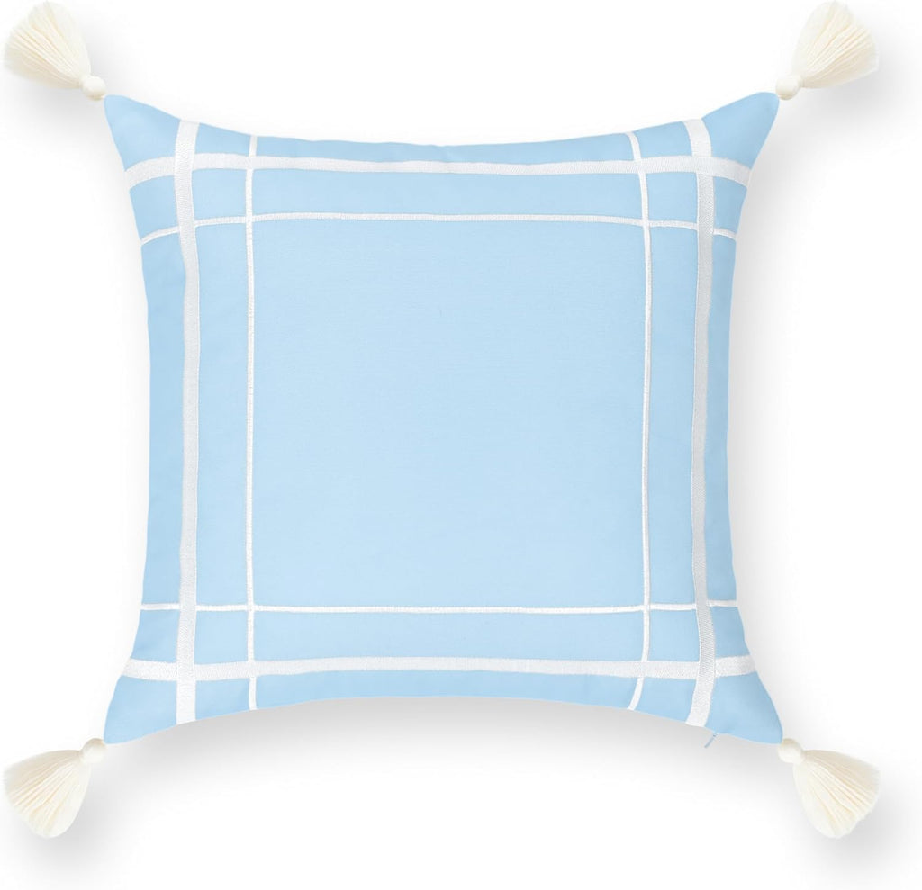 Patio Indoor Outdoor Throw Pillow Cover Only, 20"x20" Water Repellent for Backyard, Couch, Green Print Geometric Leafs