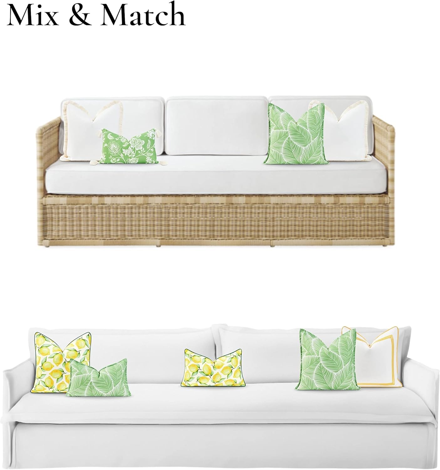 Coastal Patio Indoor Outdoor Pillow Cover Only 20"x20" Water Resistant for Backyard