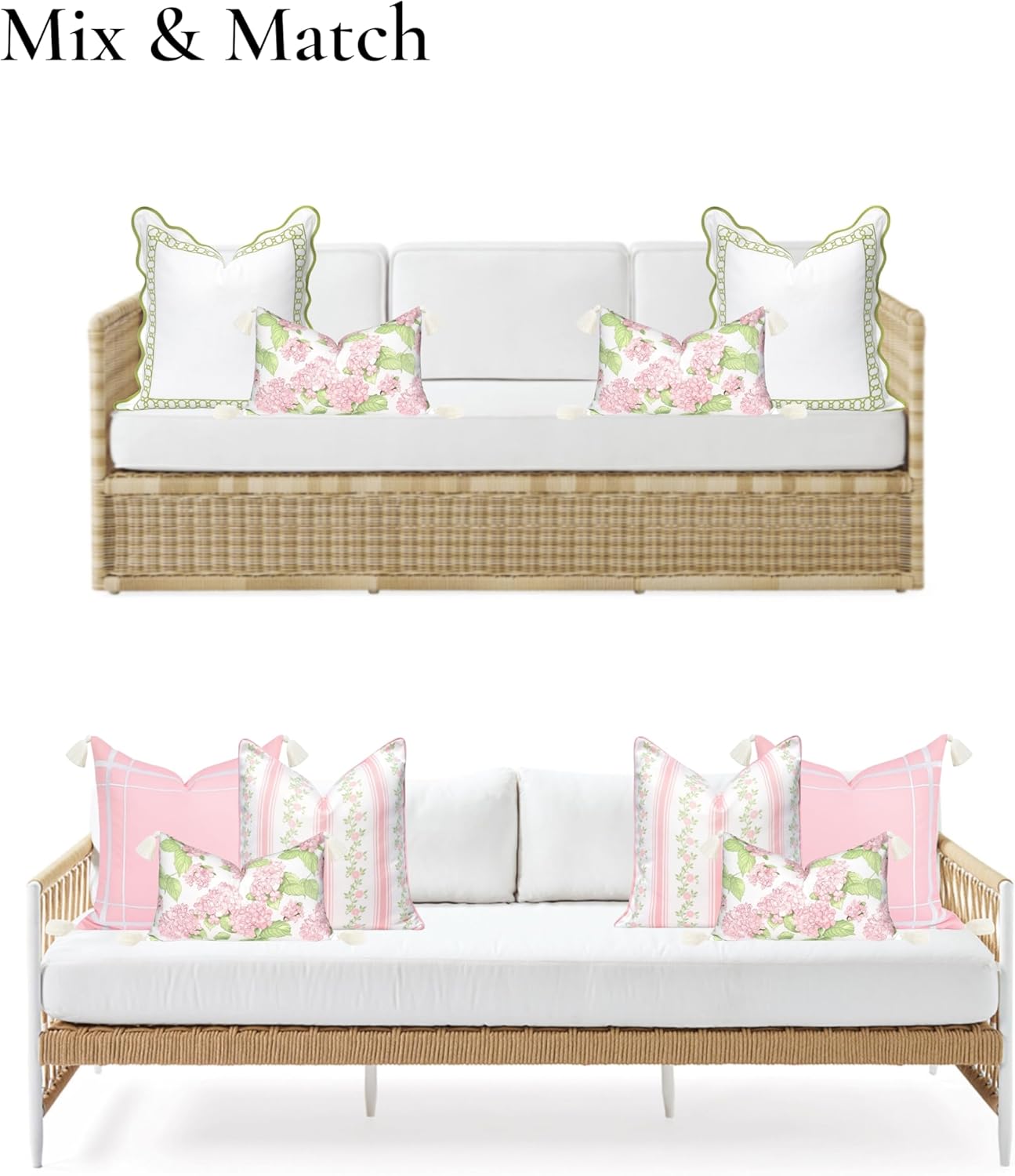Coastal Patio Indoor Outdoor Scalloped Throw Pillow Cover Only 20x20