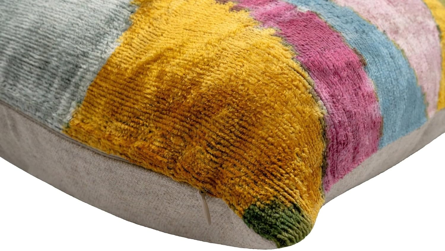 Velvet Throw Pillow with Multicolor Abstract Design 20x20