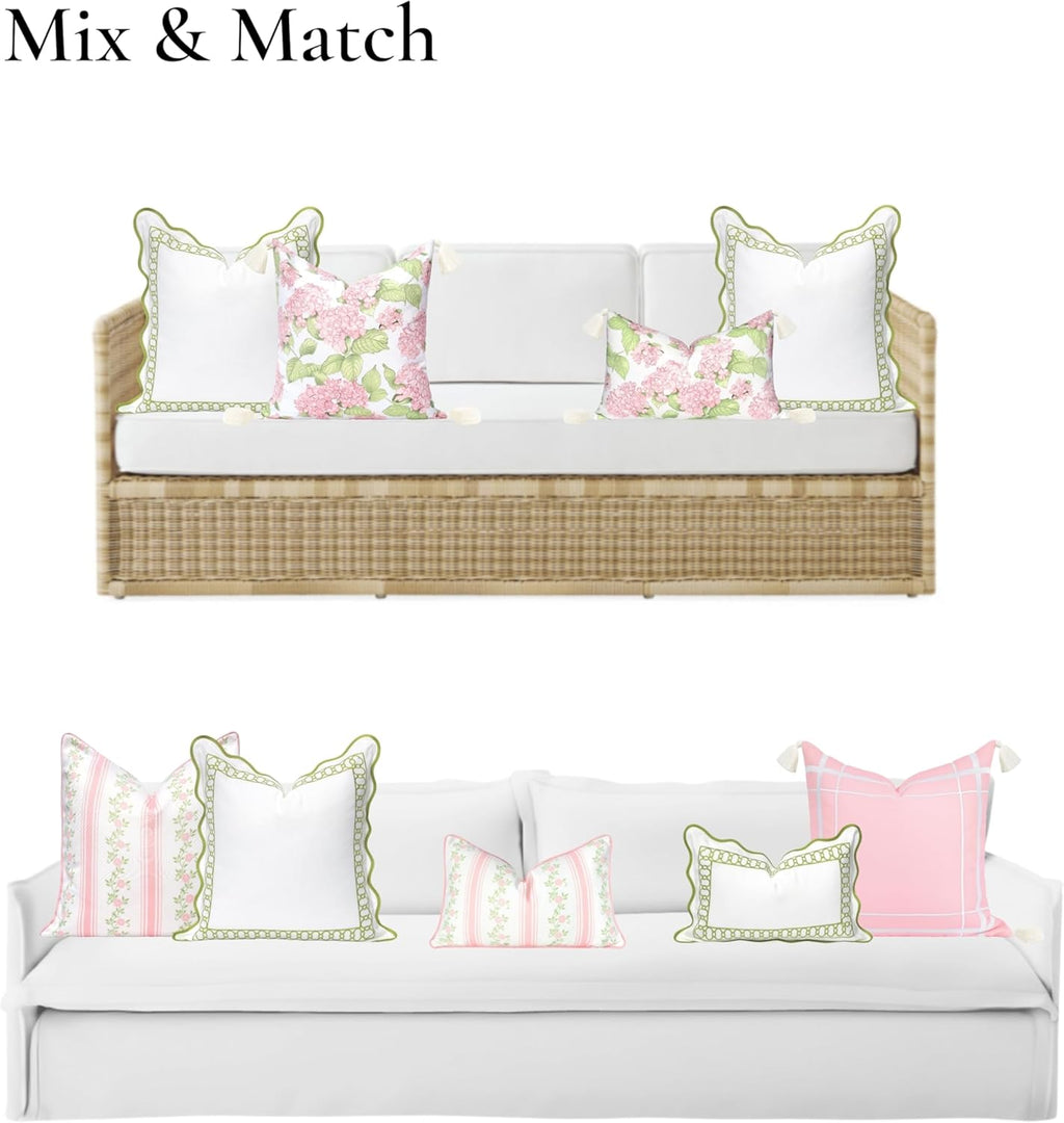 Coastal Patio Indoor Outdoor Scalloped Throw Pillow Cover Only 20x20
