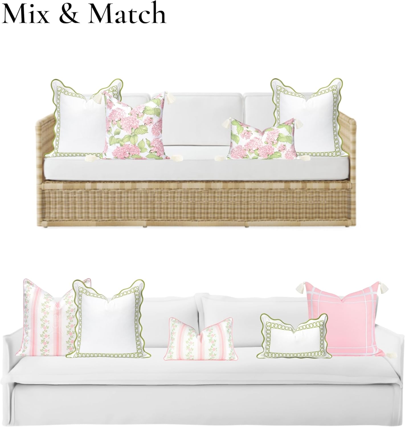 Coastal Patio Indoor Outdoor Scalloped Throw Pillow Cover Only 20x20