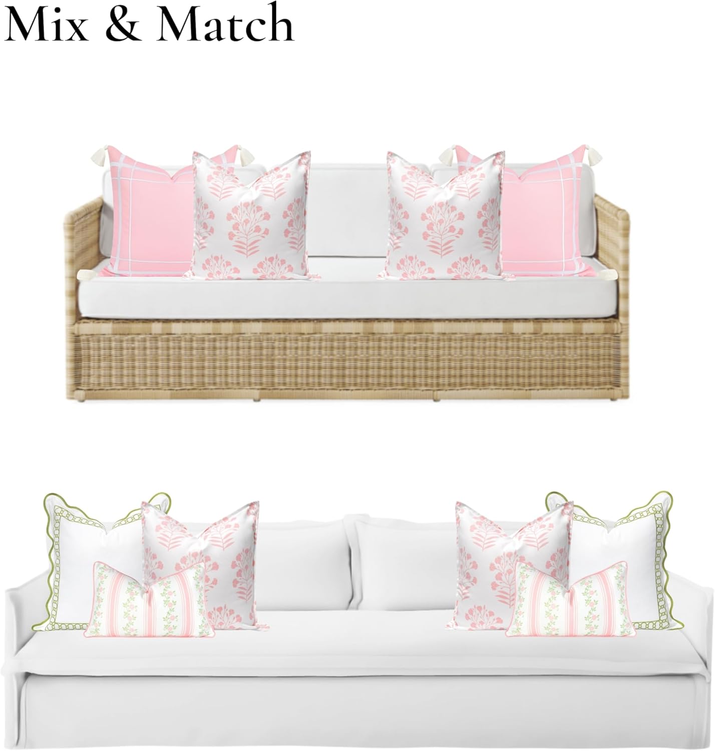 Coastal Patio Indoor Outdoor Scalloped Throw Pillow Cover Only 20x20
