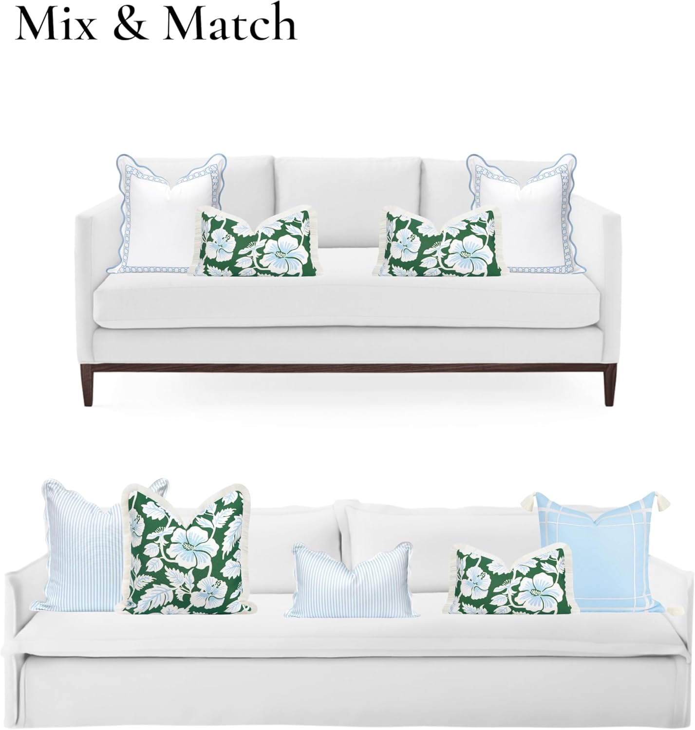 Patio Indoor Outdoor Throw Pillow Cover Only, 20"x20" Water Repellent for Backyard, Couch, Green Print Geometric Leafs