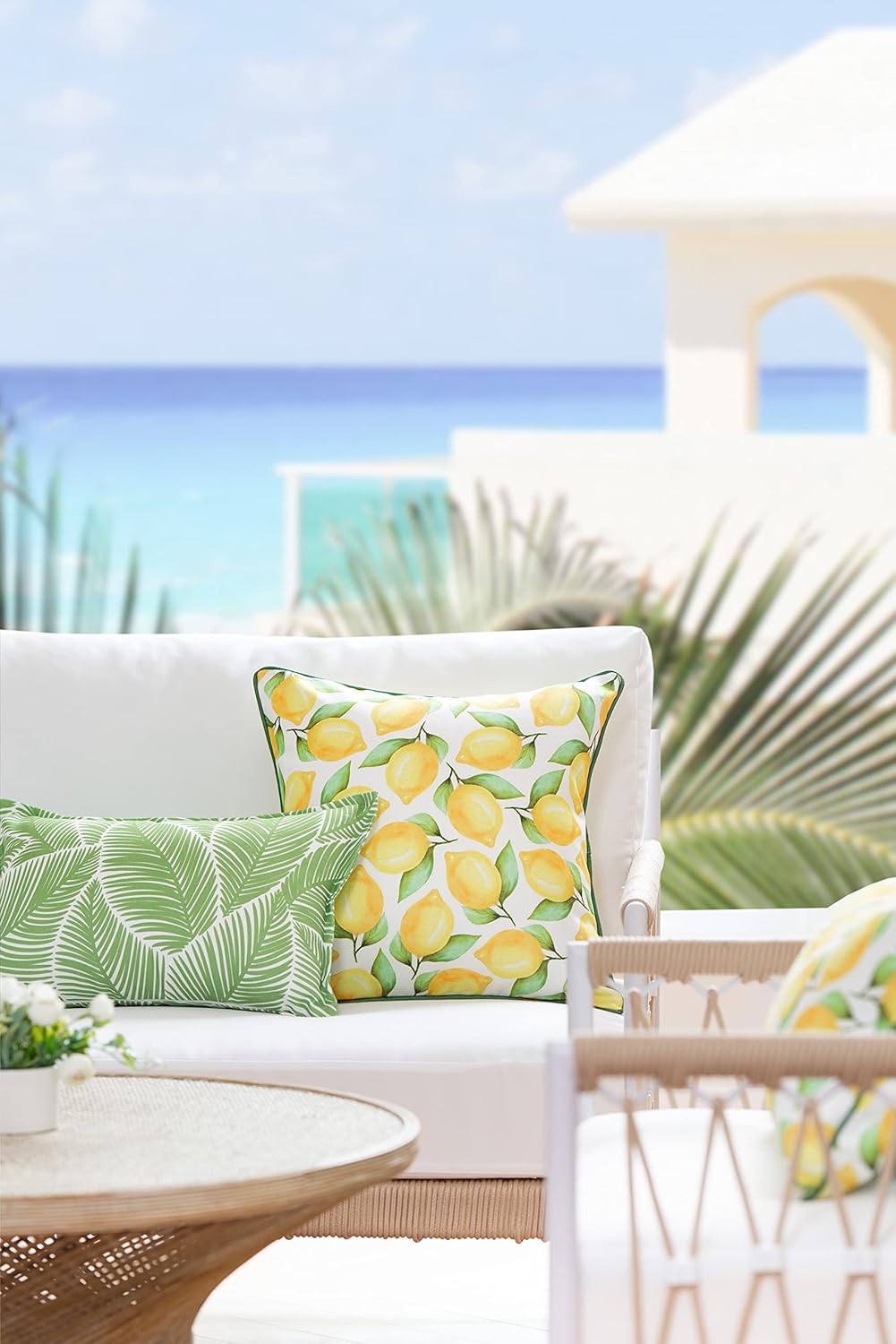 Coastal Patio Indoor Outdoor Pillow Cover Only 20"x20" Water Resistant for Backyard