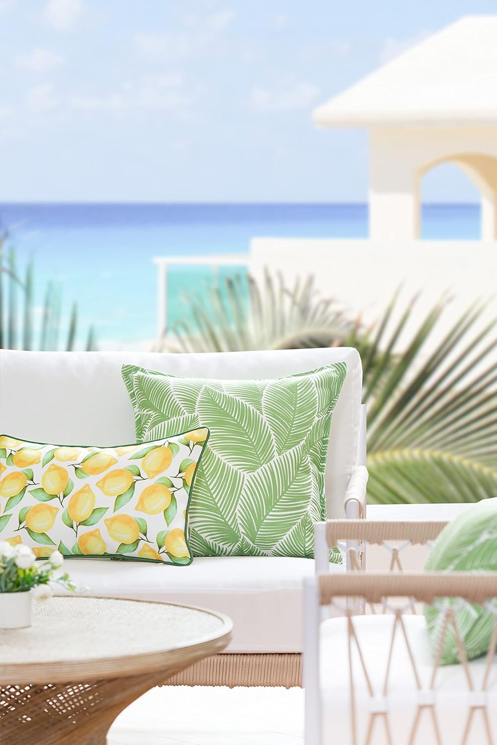 Coastal Patio Indoor Outdoor Pillow Cover Only 20"x20" Water Resistant for Backyard