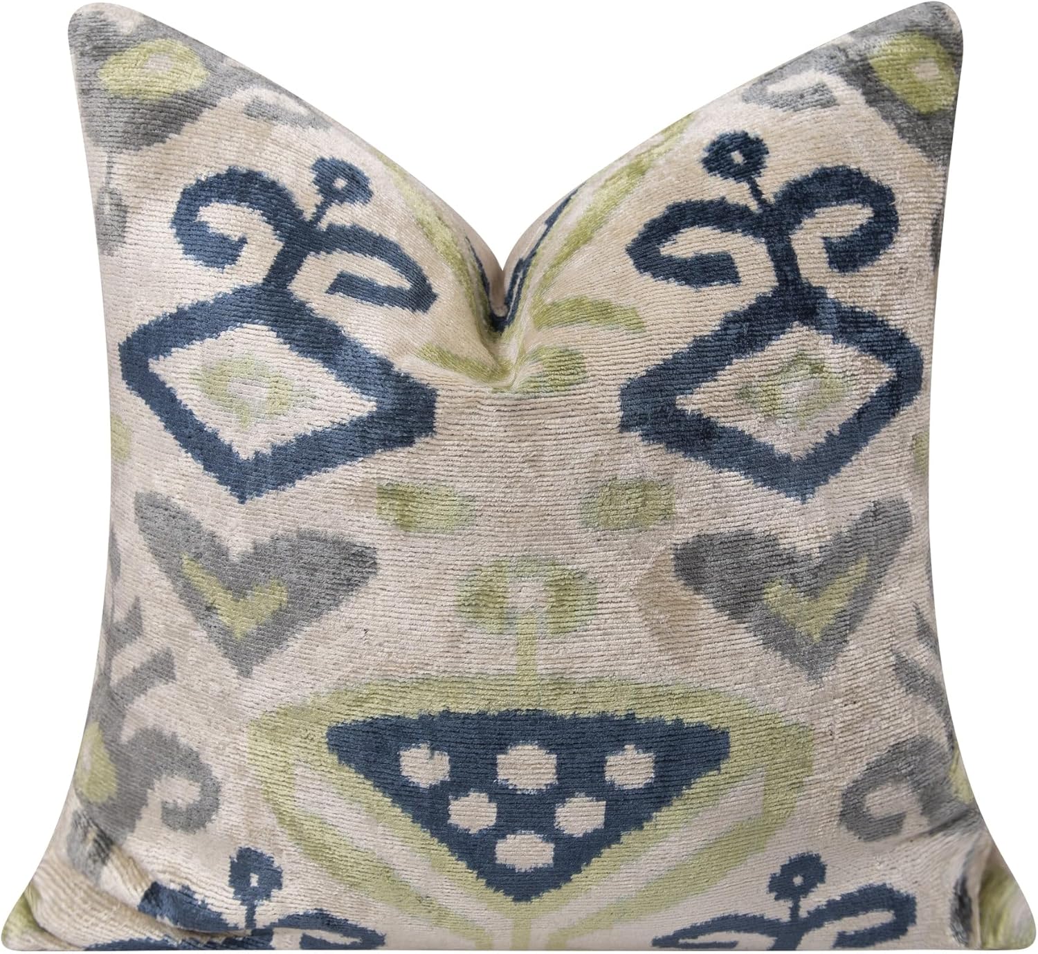 Velvet Throw Pillow with Navy  20x20-Inch Decorative Accent Cushion