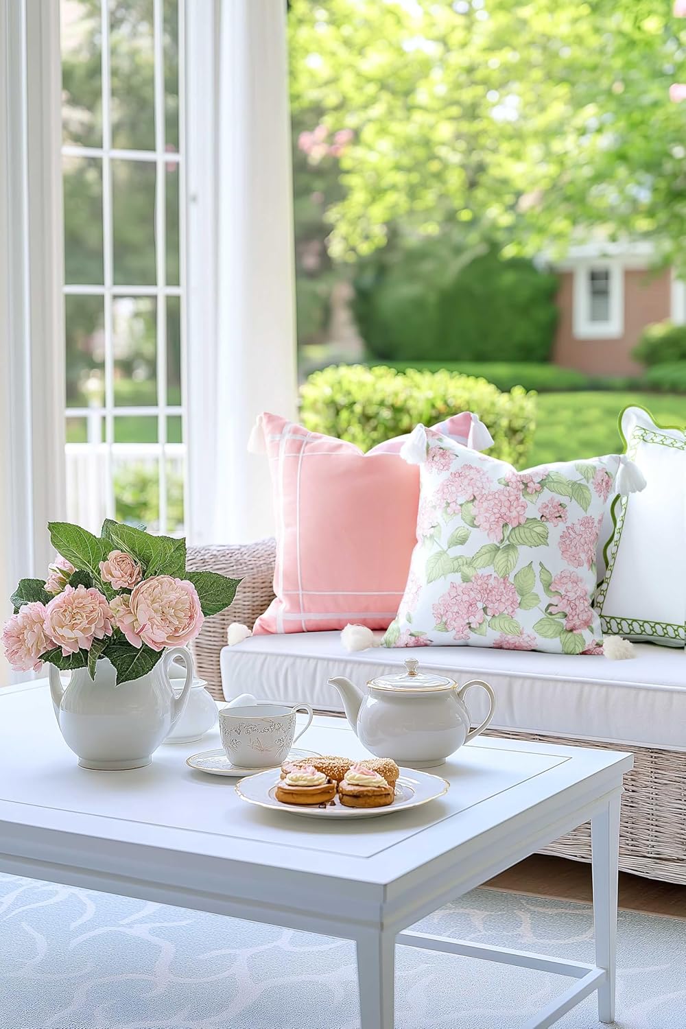 Coastal Patio Indoor Outdoor Scalloped Throw Pillow Cover Only 20x20
