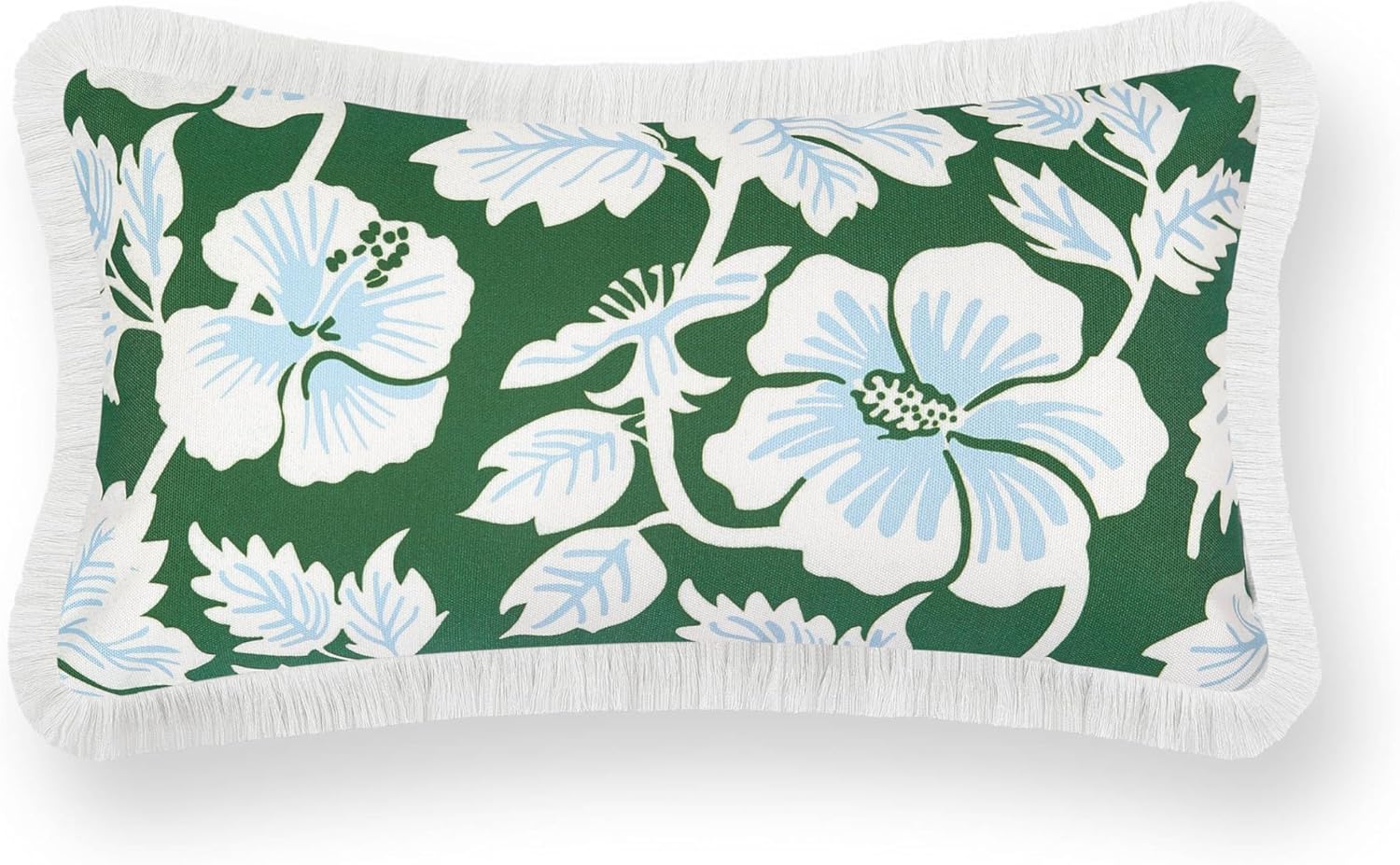Patio Indoor Outdoor Throw Pillow Cover Only, 20"x20" Water Repellent for Backyard, Couch, Green Print Geometric Leafs