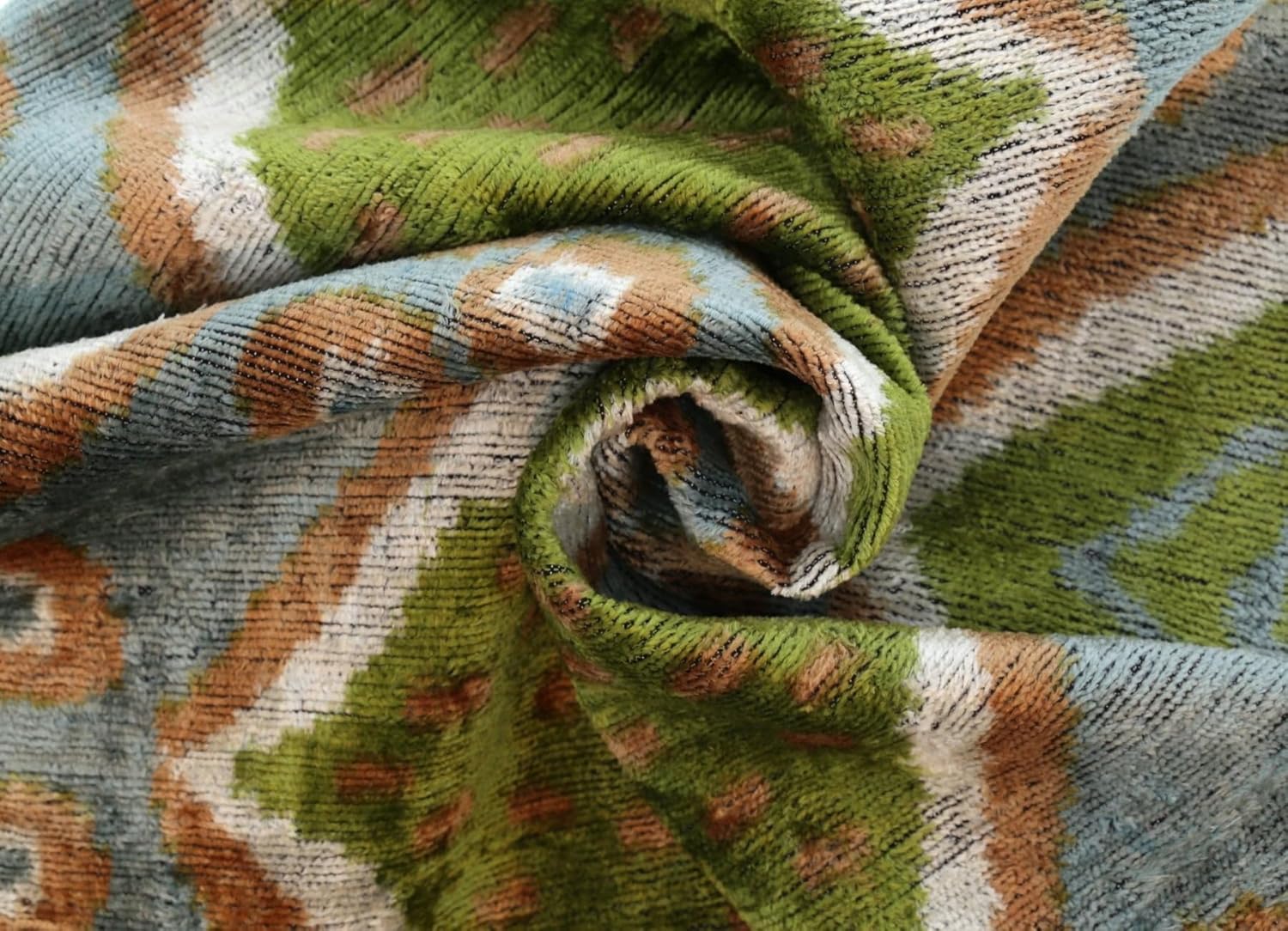Velvet Throw Pillow with Geometric Ikat Design  Premium Down Feather Insert
