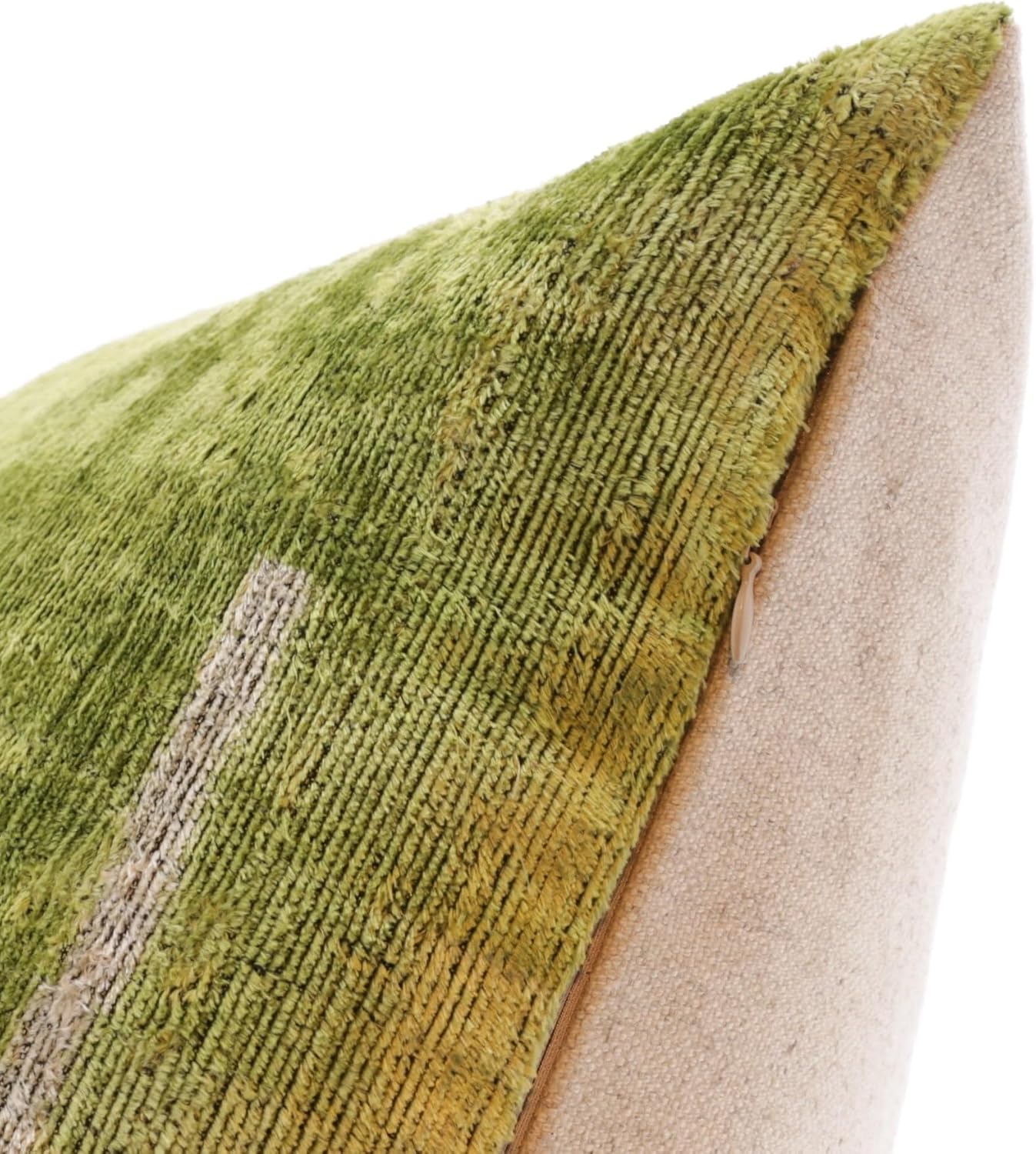 Velvet Throw Pillow with Green Abstract Design 20x20 Inch Square Cushion