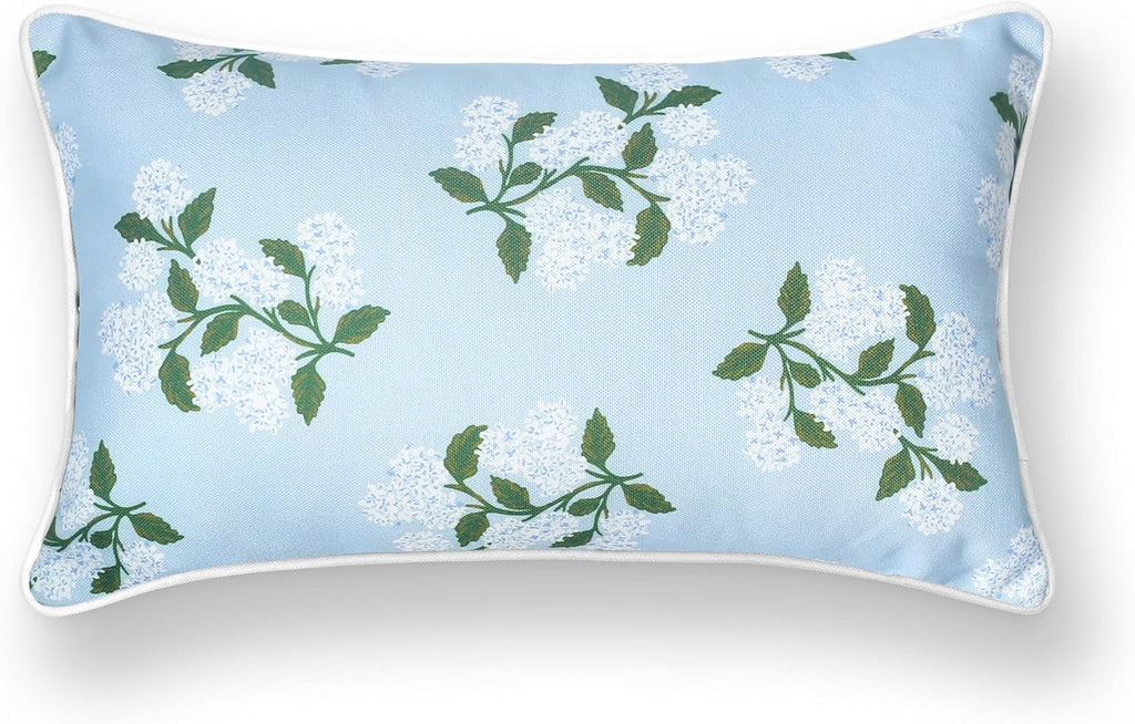 Patio Indoor Outdoor Throw Pillow Cover Only, 20"x20" Water Repellent for Backyard, Couch, Green Print Geometric Leafs