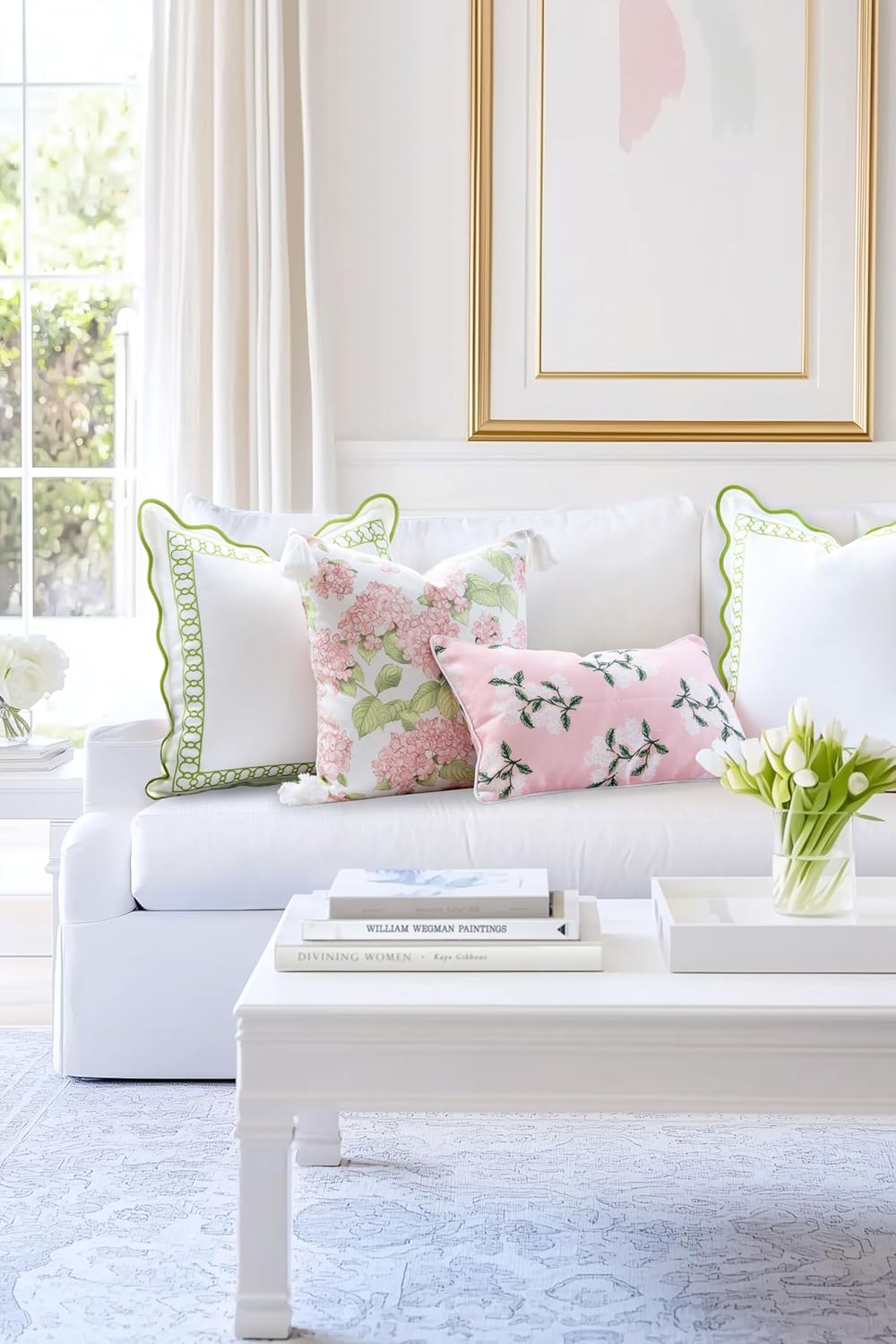 Coastal Patio Indoor Outdoor Scalloped Throw Pillow Cover Only 20x20