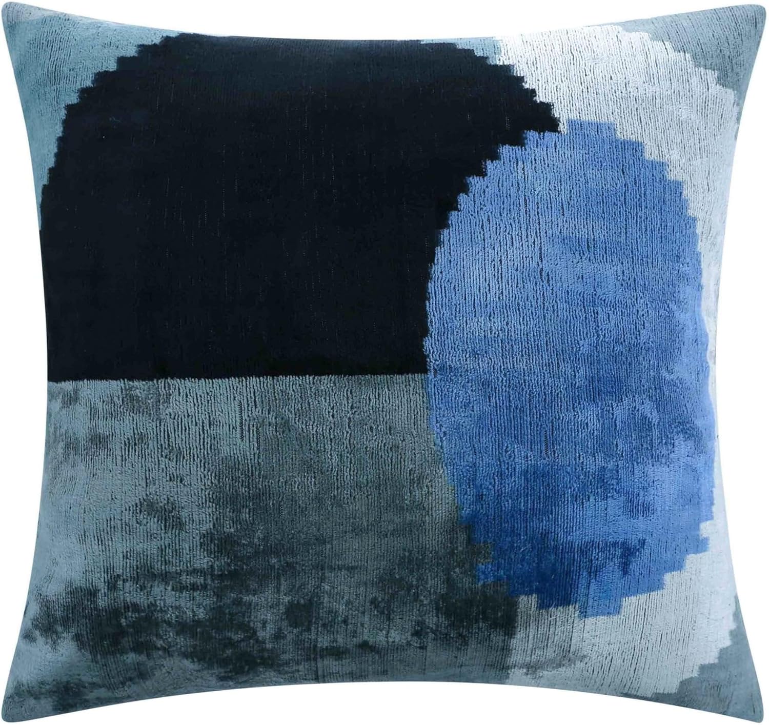 Velvet Throw Pillow with Blue and Black Modern Abstract Design 20x20 Inch