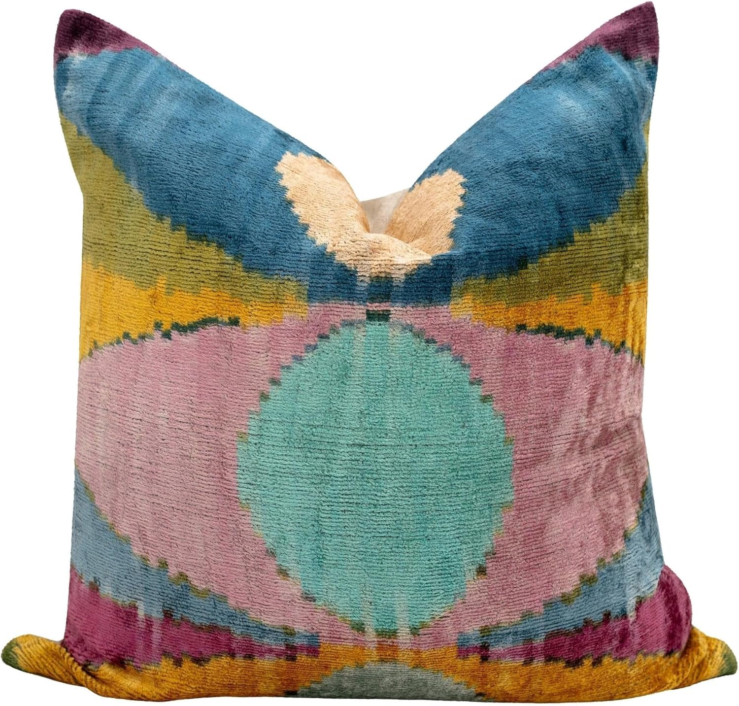 Velvet Throw Pillow with Multicolor Abstract Design 20x20