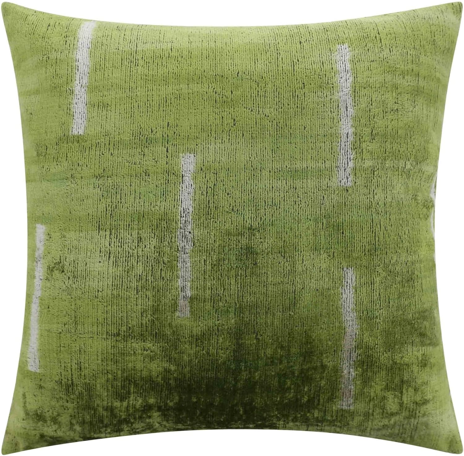 Velvet Throw Pillow with Green Abstract Design 20x20 Inch Square Cushion