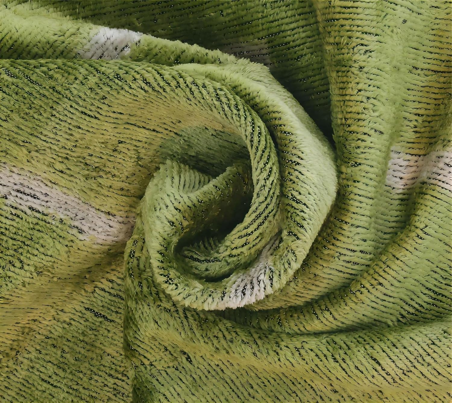 Velvet Throw Pillow with Green Abstract Design 20x20 Inch Square Cushion