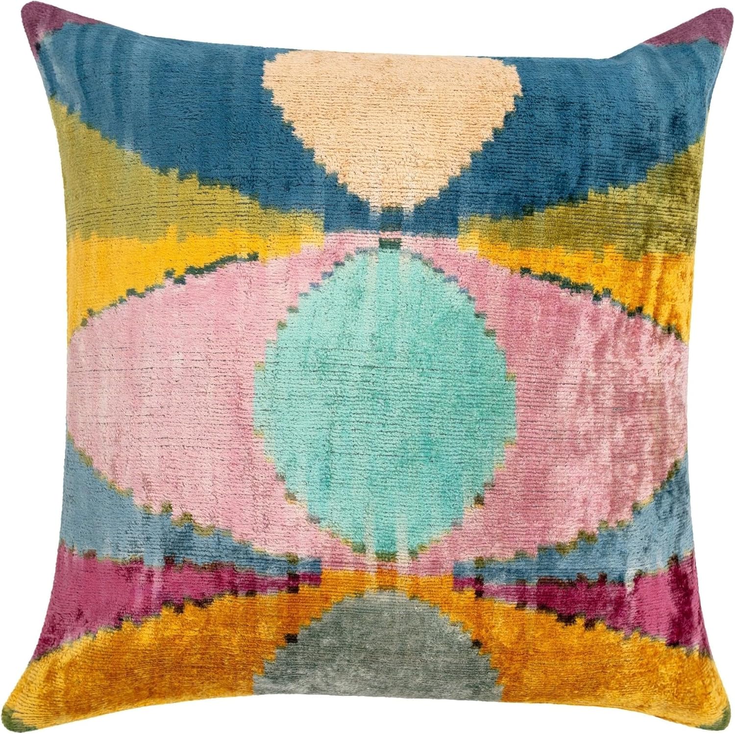 Velvet Throw Pillow with Multicolor Abstract Design 20x20