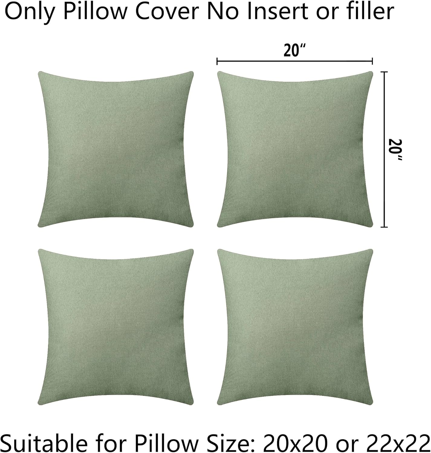 Green Summer Outdoor Pillow Covers 20x20 Waterproof Throw Pillow Covers