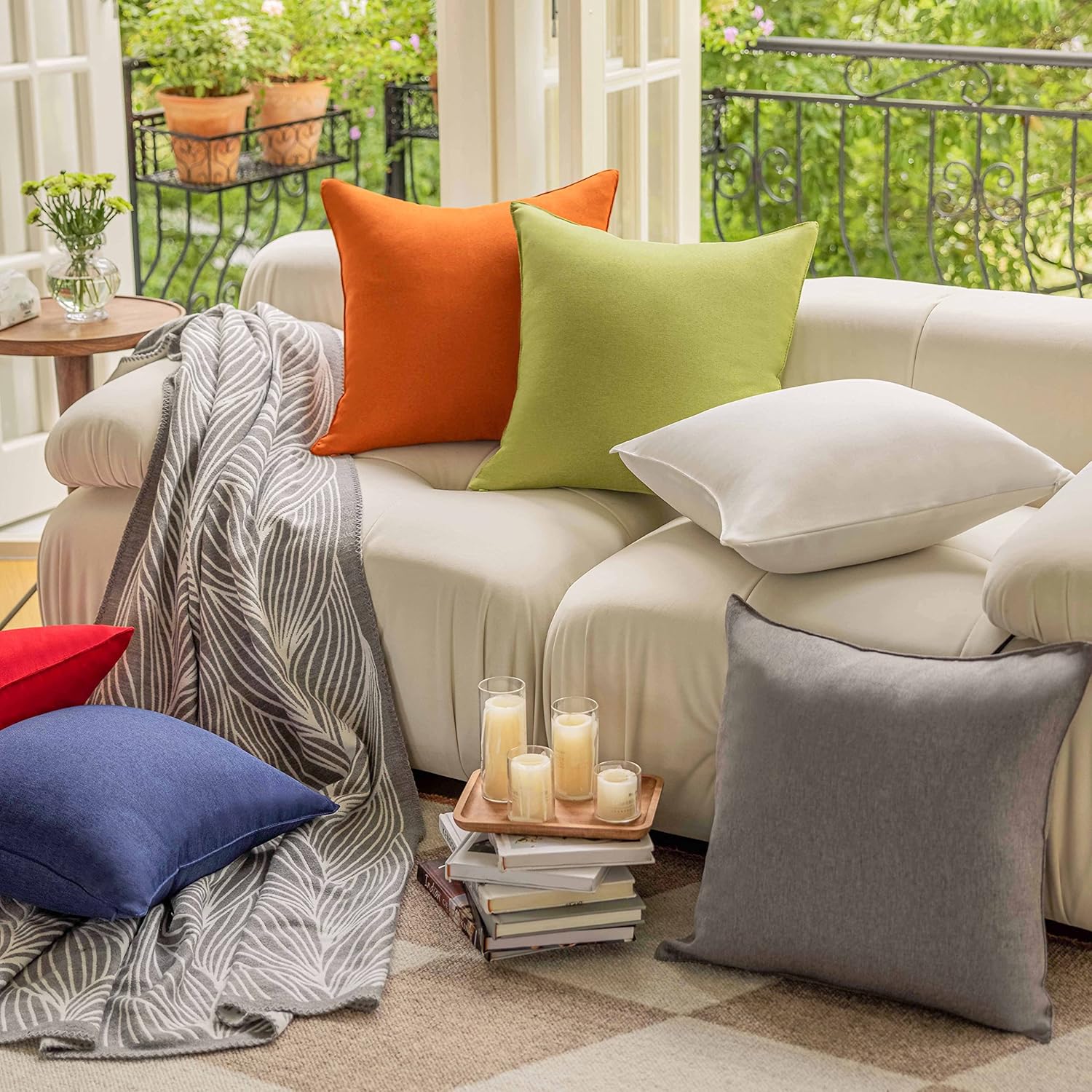 Green Summer Outdoor Pillow Covers 20x20 Waterproof Throw Pillow Covers