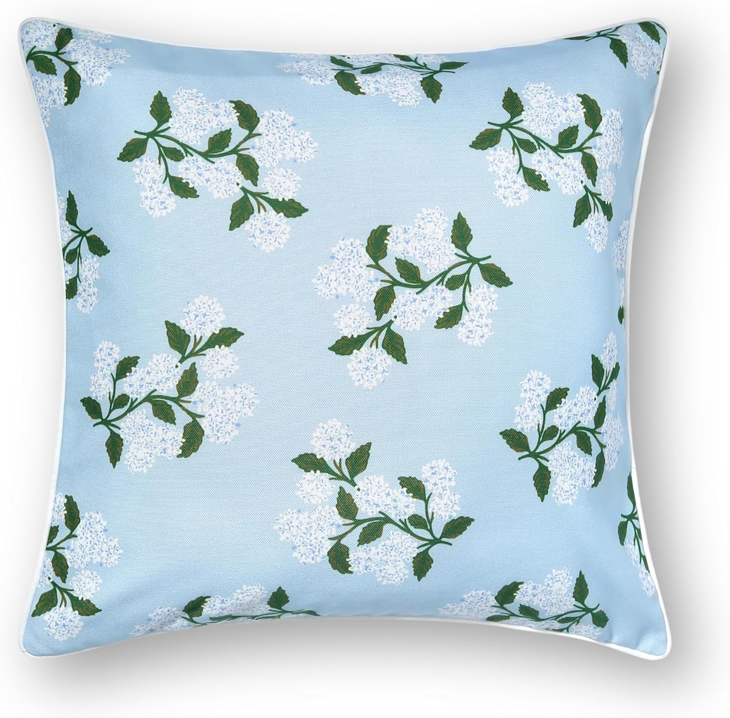 Patio Indoor Outdoor Throw Pillow Cover Only, 20"x20" Water Repellent for Backyard, Couch, Green Print Geometric Leafs