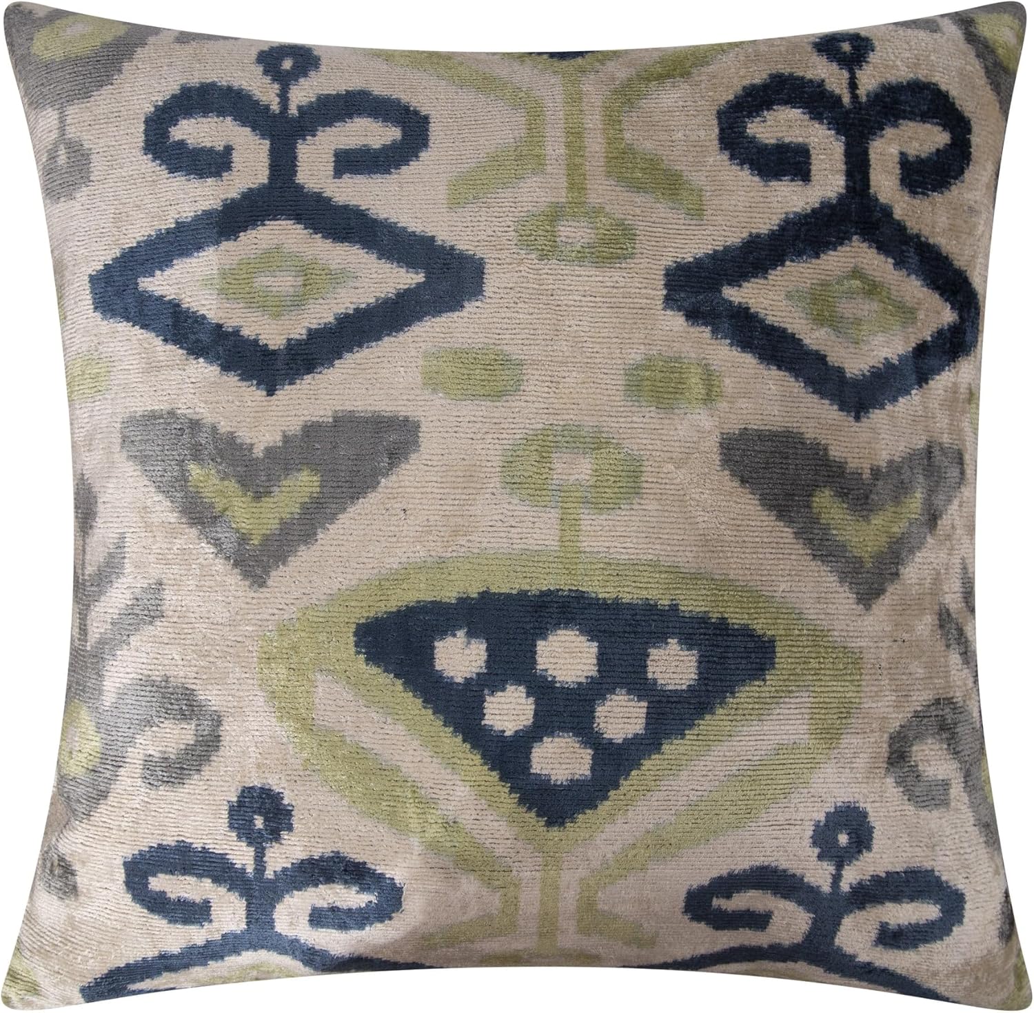 Velvet Throw Pillow with Navy  20x20-Inch Decorative Accent Cushion
